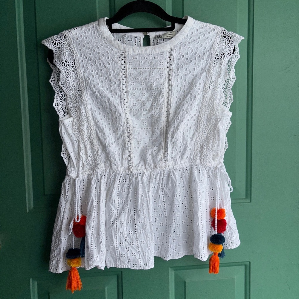 Zara TRF collection large white eyelet top stunning!